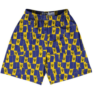 Tribe Barbados Party Flags Lacrosse Shorts Made in USA - Blue Yellow Tribe Barbados Party Flags Lacrosse Shorts Made in USA - Blue Yellow