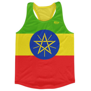 Ethiopia Country Flag Running Tank Top Racerback Track and Cross Country Singlet Jersey Made In USA - Green Red Yellow Ethiopia Country Flag Running Tank Top Racerback Track and Cross Country Singlet Jersey Made In USA - Green Red Yellow