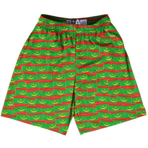 Tribe Mauritania Party Flags Lacrosse Shorts Made in USA - Green Red Tribe Mauritania Party Flags Lacrosse Shorts Made in USA - Green Red