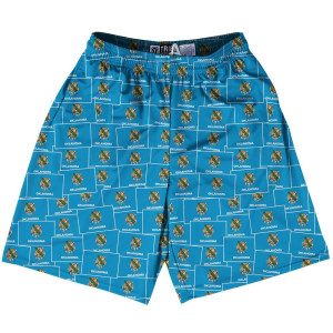 Tribe Oklahoma State Party Flags Lacrosse Shorts Made in USA - Light Blue Tribe Oklahoma State Party Flags Lacrosse Shorts Made in USA - Light Blue