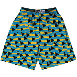 Tribe Bahamas Party Flags Lacrosse Shorts Made in USA - Blue Black Tribe Bahamas Party Flags Lacrosse Shorts Made in USA - Blue Black