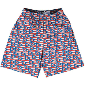 Tribe Ohio State Party Flags Lacrosse Shorts Made in USA - Red Blue Tribe Ohio State Party Flags Lacrosse Shorts Made in USA - Red Blue