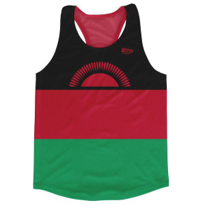 Malawi Country Flag Running Tank Top Racerback Track and Cross Country Singlet Jersey Made In USA-Black Red Green Malawi Country Flag Running Tank Top Racerback Track and Cross Country Singlet Jersey Made In USA-Black Red Green