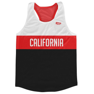 California Finish Line Running Tank Top Racerback Track and Cross Country Singlet Jersey Made In USA-White Red California Finish Line Running Tank Top Racerback Track and Cross Country Singlet Jersey Made In USA-White Red