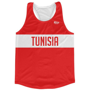 Tunisia Country Finish Line Running Tank Top Racerback Track and Cross Country Singlet Jersey Made In USA-Red White Tunisia Country Finish Line Running Tank Top Racerback Track and Cross Country Singlet Jersey Made In USA-Red White
