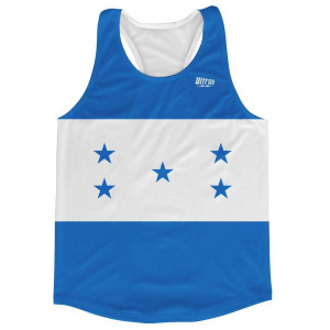 Honduras Country Flag Running Tank Top Racerback Track and Cross Country Singlet Jersey Made In USA - White Blue Honduras Country Flag Running Tank Top Racerback Track and Cross Country Singlet Jersey Made In USA - White Blue