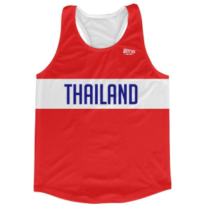 Thailand Country Finish Line Running Tank Top Racerback Track and Cross Country Singlet Jersey Made In USA - Red White Thailand Country Finish Line Running Tank Top Racerback Track and Cross Country Singlet Jersey Made In USA - Red White