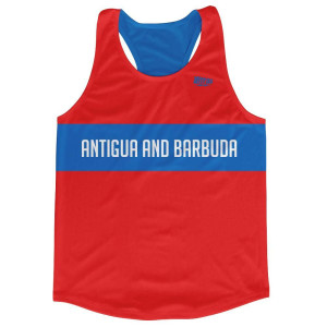Antigua and Barbuda Country Finish Line Running Tank Top Racerback Track and Cross Country Singlet Jersey Made In USA-Red Blue Antigua and Barbuda Country Finish Line Running Tank Top Racerback Track and Cross Country Singlet Jersey Made In USA-Red Blue