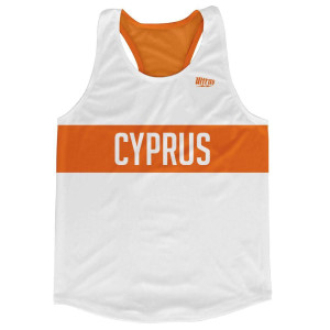 Cyprus Country Finish Line Running Tank Top Racerback Track and Cross Country Singlet Jersey Made In USA-White Orange Cyprus Country Finish Line Running Tank Top Racerback Track and Cross Country Singlet Jersey Made In USA-White Orange