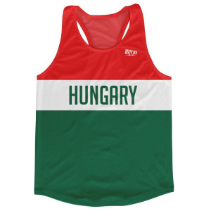 Hungary Country Finish Line Running Tank Top Racerback Track and Cross Country Singlet Jersey Made In USA-Green White Red Hungary Country Finish Line Running Tank Top Racerback Track and Cross Country Singlet Jersey Made In USA-Green White Red