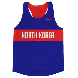North Korea Country Finish Line Running Tank Top Racerback Track and Cross Country Singlet Jersey Made In USA - Blue Red North Korea Country Finish Line Running Tank Top Racerback Track and Cross Country Singlet Jersey Made In USA - Blue Red