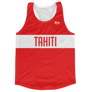 Tahiti Country Finish Line Running Tank Top Racerback Track and Cross Country Singlet Jersey Made In USA - Red White Tahiti Country Finish Line Running Tank Top Racerback Track and Cross Country Singlet Jersey Made In USA - Red White