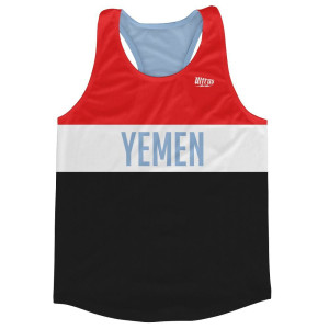 Yemen Country Finish Line Running Tank Top Racerback Track and Cross Country Singlet Jersey Made In USA - Red Black