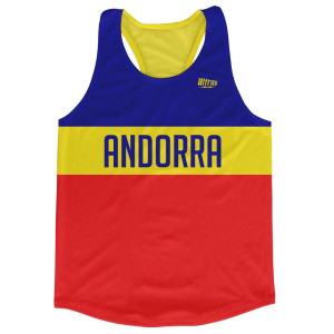 Andorra Country Finish Line Running Tank Top Racerback Track and Cross Country Singlet Jersey Made In USA-Blue Red Yellow Andorra Country Finish Line Running Tank Top Racerback Track and Cross Country Singlet Jersey Made In USA-Blue Red Yellow