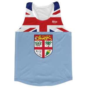 Fiji Country Flag Running Tank Top Racerback Track and Cross Country Singlet Jersey Made In USA - Light Blue White Fiji Country Flag Running Tank Top Racerback Track and Cross Country Singlet Jersey Made In USA - Light Blue White