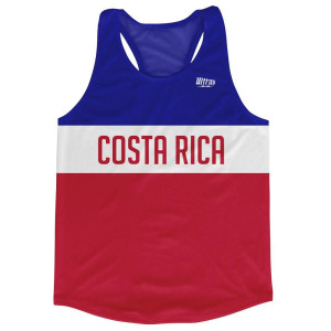 Costa Rica Country Finish Line Running Tank Top Racerback Track and Cross Country Singlet Jersey Made In USA - Red White Blue Costa Rica Country Finish Line Running Tank Top Racerback Track and Cross Country Singlet Jersey Made In USA - Red White Blue