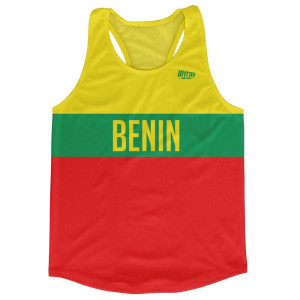 Benin Country Finish Line Running Tank Top Racerback Track and Cross Country Singlet Jersey Made In USA - Red Yellow Benin Country Finish Line Running Tank Top Racerback Track and Cross Country Singlet Jersey Made In USA - Red Yellow