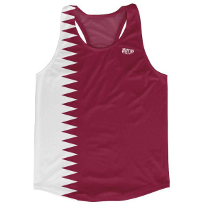 Qatar Country Flag Running Tank Top Racerback Track and Cross Country Singlet Jersey Made In USA - Red White Qatar Country Flag Running Tank Top Racerback Track and Cross Country Singlet Jersey Made In USA - Red White