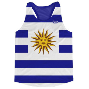 Uruguay Country Flag Running Tank Top Racerback Track and Cross Country Singlet Jersey Made In USA - Blue White Uruguay Country Flag Running Tank Top Racerback Track and Cross Country Singlet Jersey Made In USA - Blue White