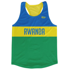 Rwanda Country Finish Line Running Tank Top Racerback Track and Cross Country Singlet Jersey Made In USA - Blue Yellow Green Rwanda Country Finish Line Running Tank Top Racerback Track and Cross Country Singlet Jersey Made In USA - Blue Yellow Green