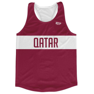 Qatar Country Finish Line Running Tank Top Racerback Track and Cross Country Singlet Jersey Made In USA-Red White Qatar Country Finish Line Running Tank Top Racerback Track and Cross Country Singlet Jersey Made In USA-Red White