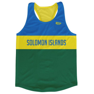 Solomon Islands Country Finish Line Running Tank Top Racerback Track and Cross Country Singlet Jersey Made In USA - Blue Yellow Green Solomon Islands Country Finish Line Running Tank Top Racerback Track and Cross Country Singlet Jersey Made In USA - Blue Yellow Green