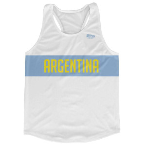 Argentina Country Finish Line Running Tank Top Racerback Track and Cross Country Singlet Jersey Made In USA-White Blue Argentina Country Finish Line Running Tank Top Racerback Track and Cross Country Singlet Jersey Made In USA-White Blue