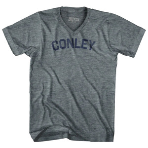 CONLEY Tri-Blend V-neck Womens Junior Cut T-shirt - Athletic Grey