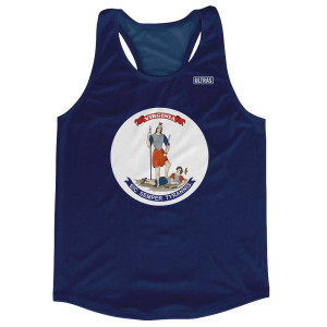 Virginia State Flag Running Tank Top Racerback Track and Cross Country Singlet Jersey Made In USA - Navy Virginia State Flag Running Tank Top Racerback Track and Cross Country Singlet Jersey Made In USA - Navy