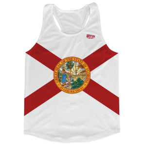 Florida State Flag Running Tank Top Racerback Track and Cross Country Singlet Jersey Made In USA - White Florida State Flag Running Tank Top Racerback Track and Cross Country Singlet Jersey Made In USA - White