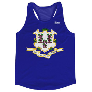 Connecticut State Flag Running Tank Top Racerback Track and Cross Country Singlet Jersey Made In USA - Navy Connecticut State Flag Running Tank Top Racerback Track and Cross Country Singlet Jersey Made In USA - Navy