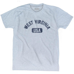 West Virginia USA Adult Tri-Blend T-shirt - Athletic White