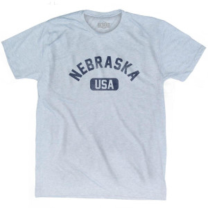 Nebraska USA Adult Tri-Blend T-shirt - Athletic White