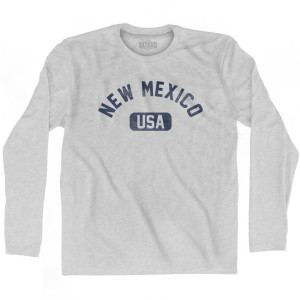 New Mexico USA Adult Cotton Long Sleeve T-shirt-Grey Heather