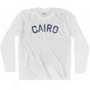Cairo Vintage Adult Cotton Long Sleeve T-shirt - White Cairo Vintage Adult Cotton Long Sleeve T-shirt - White