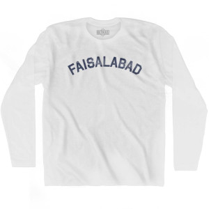 Faisalabad Vintage Adult Cotton Long Sleeve T-shirt - White