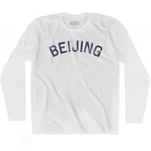 Beijing Vintage Adult Cotton Long Sleeve T-shirt - White Beijing Vintage Adult Cotton Long Sleeve T-shirt - White