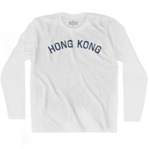 Hong Kong Vintage Adult Cotton Long Sleeve T-shirt - White