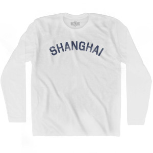 Shanghai Vintage Adult Cotton Long Sleeve T-shirt-White Shanghai Vintage Adult Cotton Long Sleeve T-shirt-White
