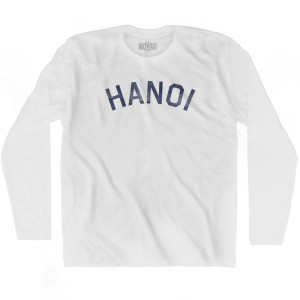 Hanoi Vintage Adult Cotton Long Sleeve T-shirt-White Hanoi Vintage Adult Cotton Long Sleeve T-shirt-White