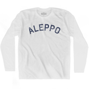 Aleppo Text Adult Cotton Long Sleeve T-shirt - White Aleppo Text Adult Cotton Long Sleeve T-shirt - White
