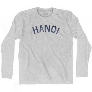 Hanoi Vintage Adult Cotton Long Sleeve T-shirt - Grey Heather Hanoi Vintage Adult Cotton Long Sleeve T-shirt - Grey Heather