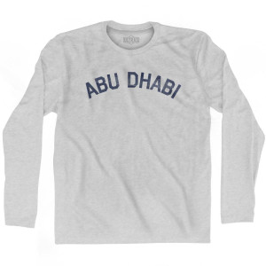 Abu Dhabi Text Adult Cotton Long Sleeve T-shirt - Grey Heather Abu Dhabi Text Adult Cotton Long Sleeve T-shirt - Grey Heather