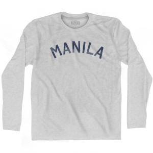 Manila Vintage Adult Cotton Long Sleeve T-shirt - Grey Heather