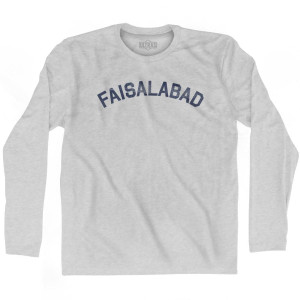 Faisalabad Vintage Adult Cotton Long Sleeve T-shirt - Grey Heather
