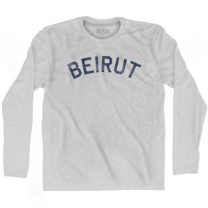 Beirut Vintage Adult Cotton Long Sleeve T-shirt - Grey Heather