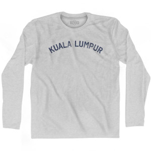 Kuala Lumpur Vintage Adult Cotton Long Sleeve T-shirt-Grey Heather