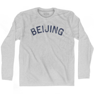 Beijing Vintage Adult Cotton Long Sleeve T-shirt-Grey Heather Beijing Vintage Adult Cotton Long Sleeve T-shirt-Grey Heather