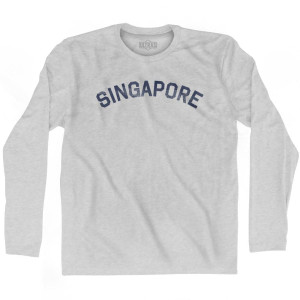 Singapore Vintage City Adult Cotton Long Sleeve T-shirt - Grey Heather Singapore Vintage City Adult Cotton Long Sleeve T-shirt - Grey Heather