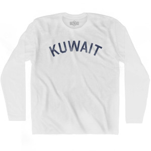 Kuwait Vintage City Adult Cotton Long Sleeve T-shirt - White